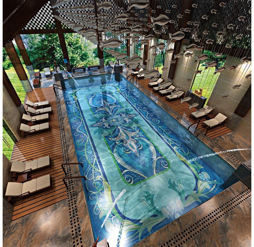 Luxury spa mosaic medallion — handcut mosaic art by Art Mosaic Factory